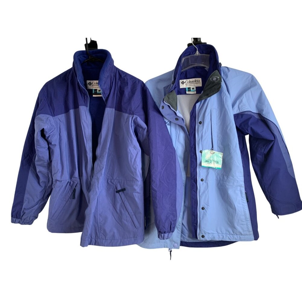 VTG Columbia Womens Zip Away Interchange Ski Jacket Blue Small EUC Fleece Core